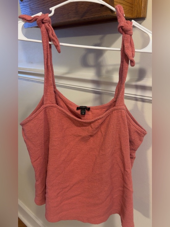 Express Tops - Express Coral Tie-Strap Terry Tank